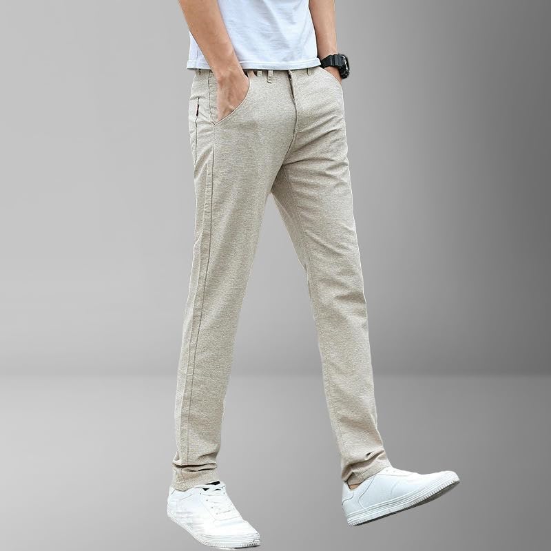 Men's Summer Slim Fit Straight Korean Style Trendy Hemp Cotton Casual Pants2