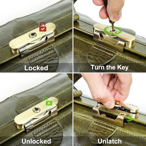Image of CONTACTS Doctor Bag Purse for Women Luxury Leather Handbag with Lock Shoulder Bag Vintage Top Handle Bag