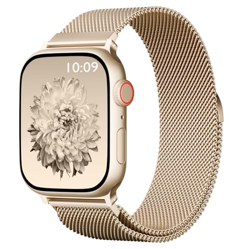 Image of Magnetic Mesh Metal Compatible with Apple Watch Band 49mm 46mm 45mm 44mm 42mm 41mm 40mm 38mm Men and Women, Stainless Steel Loop Clasp Replacement for iWatch Bands Ultra Series 10 9 8 7 SE 6 5 4 3 2 1