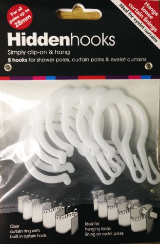 Hidden Curtain Hooks, Add Lining to eyelet curtains, no sewing required, 8 Pack