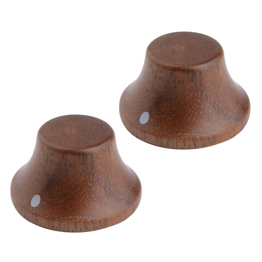 Dopro 4pcs Wood Knobs LP Strat Style Bell Knobs Wood Control Knobs Guitar Bass Top Hat Knobs with Indicator Walnut Wood Knobs - Image 2