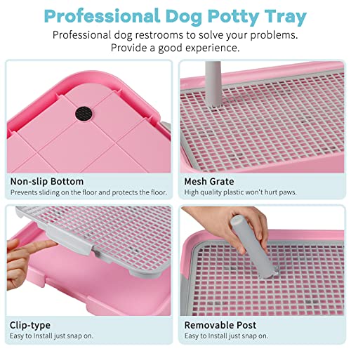 Dog Potty Tray Toilet 20"x14" Doggy Bathroom Dog Litter Box, Indoor Pee Pad Holder with 8pcs Training Pads, Puppy Pee Mesh Potty Training Tray with Secure Latch, Dog Potty Pan for Small Medium Puppies - Image 4