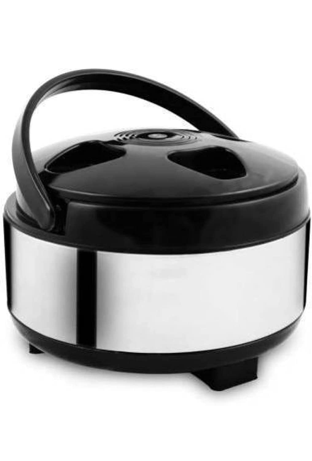 appeasy Stainless Steel Thermoware Puff Insulated Casserole with Handle, Set of 1, 11000ml Each, Steel Silver & Black