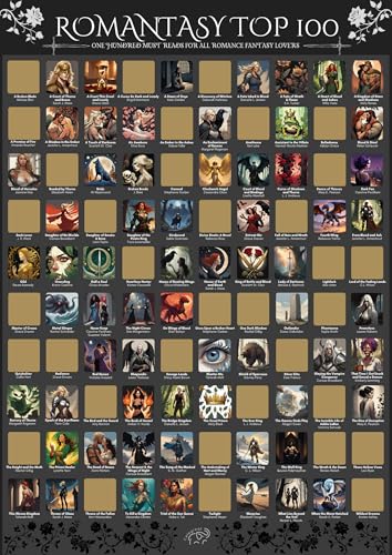 Celegreat Top 100 Romantasy Scratch Off Poster | Bucket List Poster for Romantic Fantasy Books |...