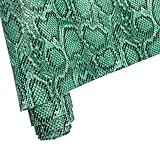 12'x54' Snake Patterned PU Faux Leather,Embossed Snake Textured Faux Synthetic Leather Fabric for Home Decoration DIY Sewing Clothes Project Bows Earrings Making Craft Green