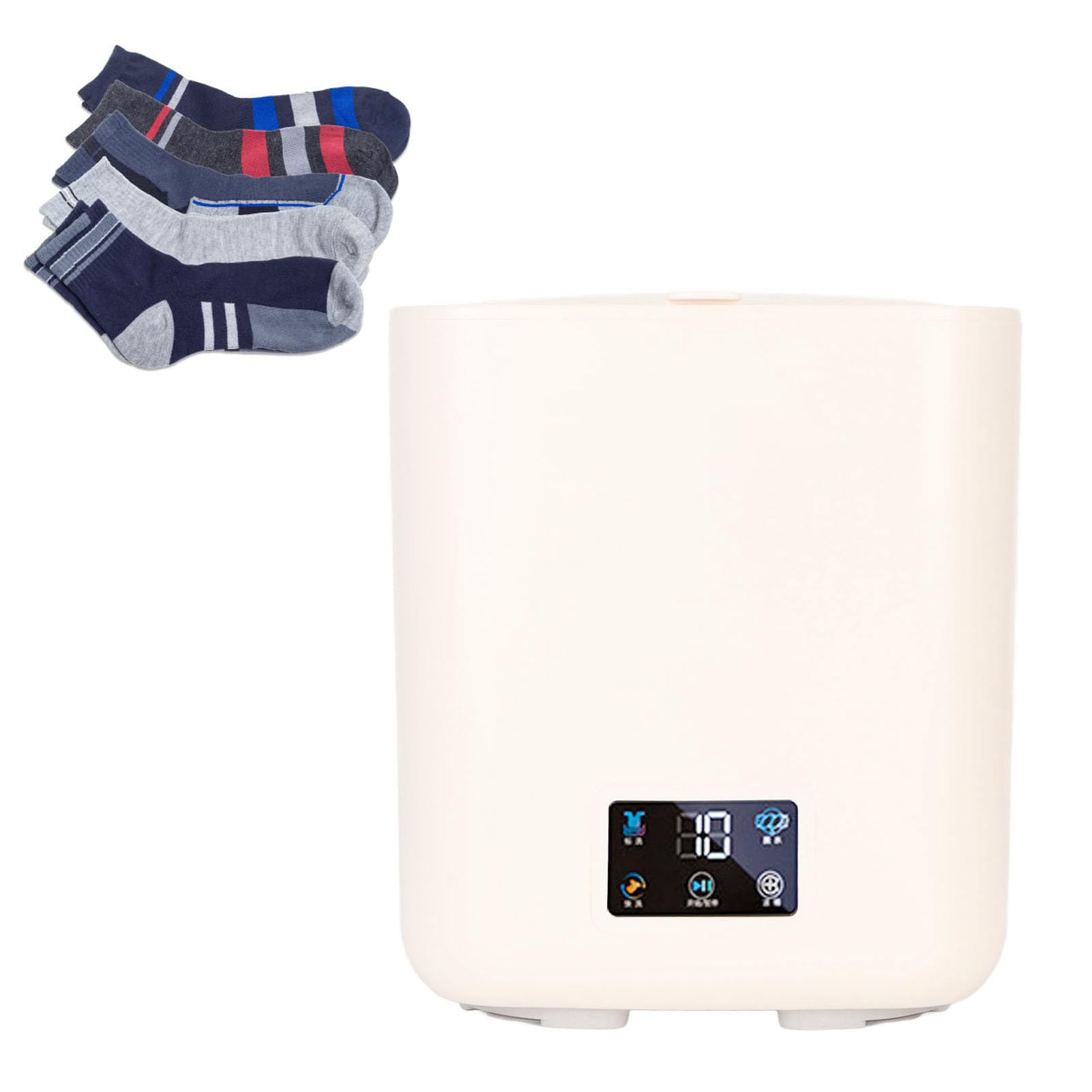 Piccola lavatrice automatica, 7L, lavatrice portatile con grande capacità ed essiccazione rotante per appartamento familiare dormitorio RV 100-240V (Beige)