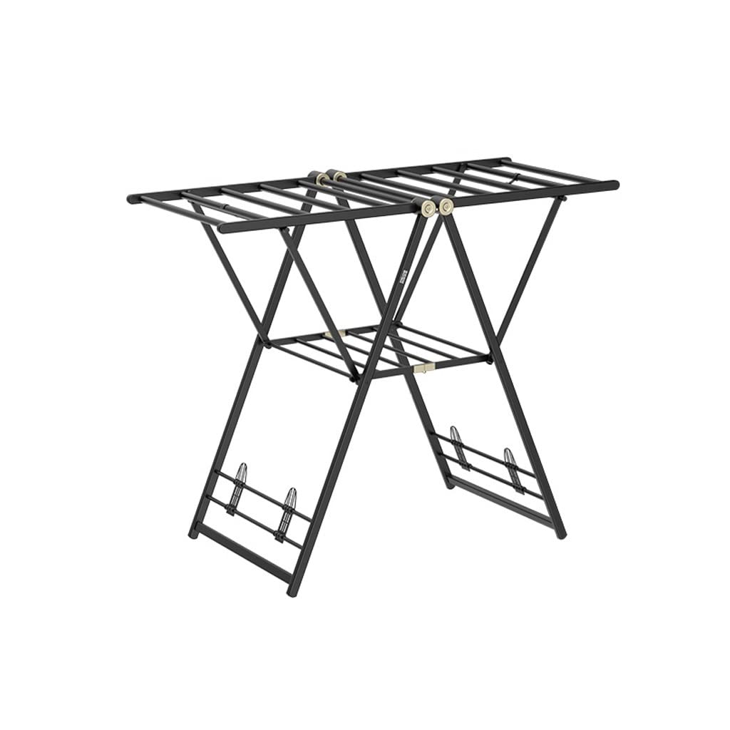 Portant à vêtements pliable en alliage d'aluminium noir, l'excellence du séchage vertical 150 cm
