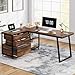 Tribesigns L-Shaped Computer Desk with 3 Drawers, Reversible Corner Home Office Desk with Shelves, 53-Inch Industrial PC Desk Study Writing Table Workstation for Small Space, Rustic Brown