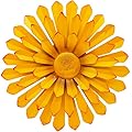 LITIALLY 12 Inches Metal Flower Wall Art Garden Decor Cute Flowers Decorations, Bathroom Wall Decor Hanging for Outside Yard Porch Lawn (Yellow)