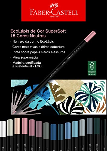 EcoLápis de Cor Supersoft 15 Cores Neutras, Faber-Castell, 120715SOFTCN, Supersoft, Multicolorido, 1