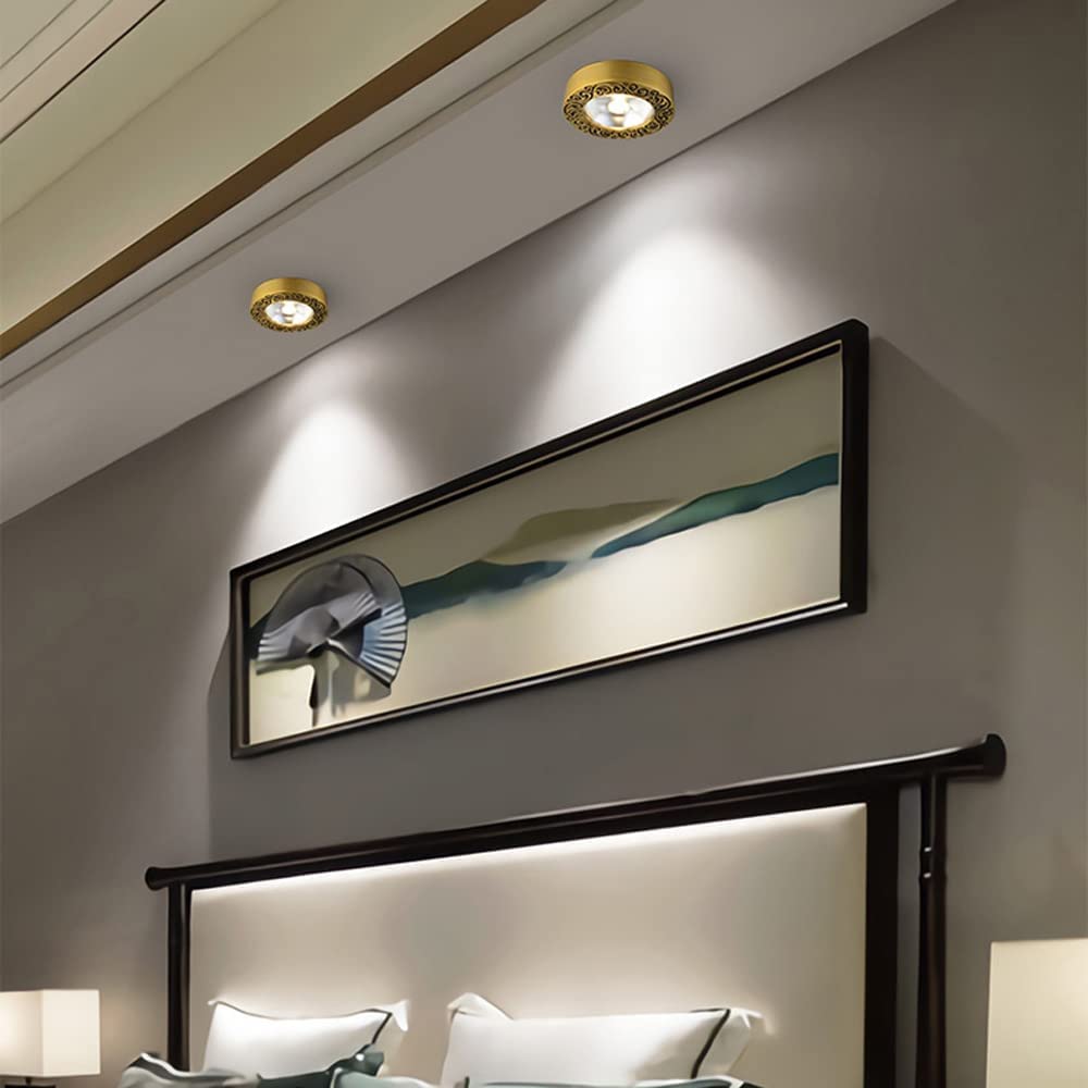 Lot de 5 Spots LED encastrés en saillie pour intérieur, 3W, 7W, 9W, 12W, en Laiton, directionnels, compatibles COB, avec éclairage Disque 6000K, 4000K, 3000K et 9W-4000K (12W-,12w-4000k
