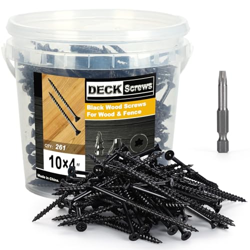 Image of Deck Screws #10X4'', T25 Star Torx Drive Flat Head Wood Screws, Black, 5lb