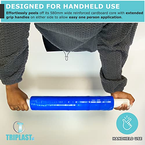 Image of Triplast 400 mm x 250 m Extended Core Pallet Stretch Shrink Wrap - Blue Tint (Pack of 12)