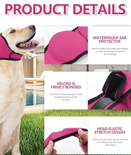 Image of Dog Ear Muffs, Ear Protector for Dogs, Noise Cancelling Ear Muffs for Dogs, Dog Ear Protector, M Size, Rose Red Color, Comfortable Dog Sound Protection