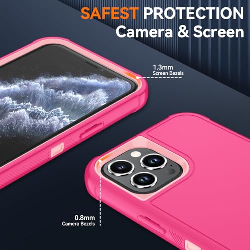 Image of SunStory Compatible with iPhone 11 Pro Max Case with HD Screen Protector, 3-Layer Heavy Duty Full-Body Cover,3 in 1 Hybrid Protective Case for iPhone 11 Pro Max 6.5 inch,PinkRed