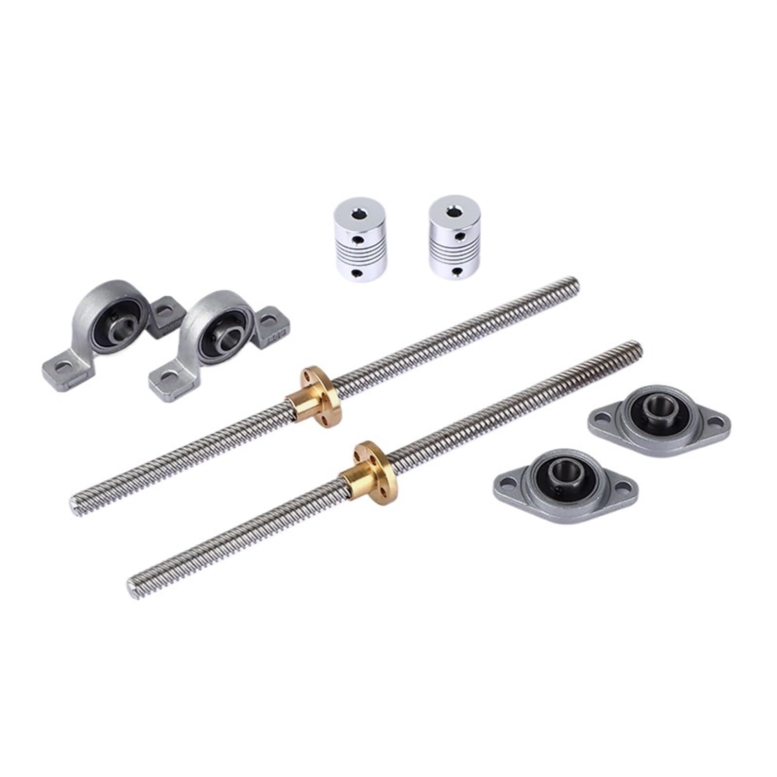 Metal Ball Screw nut T8 Lead Screw Lead 8mm 500mm 400mm 350mm 200mm 100mm Vertical Horizontal Kit KFL08 Or KP08 with Nut Bearing CNC 3D Printer Parts(Lead 4mm KP Set,300mm)