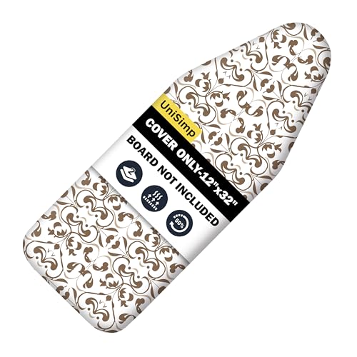 Image of Small Ironing Board Cover and Pad 12 inchx32 inch Small Iron Board Cover with Padding,Tabletop Mini Ironing Board Cover and Pad Small Size, Cotton Canvas, Heat Resistant, Drawstring Taupe