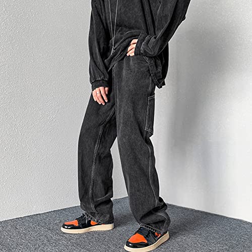 Men's Slim Fit Straight Leg Jeans Classic Hip Hop Streetwear Denim Pants Casual Biker Jean Trousers (3X-Large,Black)2