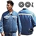 Xerial Summer Welder Denim Cooling Fan Jacket Men Air Conditioned Clothes Suit Women Fan Work Clothes Flame Retardant Cooling Shirts (as1, alpha, 4x_l, regular, regular, Denim Blue(No Powerbank))
