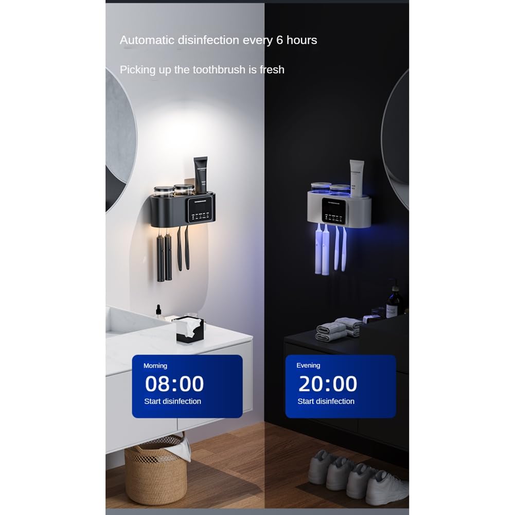 Portaspazzolino da parete Portaspazzolino elettrico, fori, organizer intelligente per spazzolino da denti con 4 fessure per spazzole, facile da installare