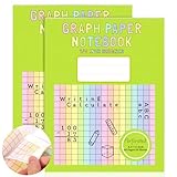 2 Pack 8.5×11 Colored Graph Paper Pad Math Notebook Graph Paper 1/2 Inch Squares Large Quad Ruled Grid Composition Book Colored Grid Notebook Exercise 30 Sheets for Kids Dyslexia Dysgraphia School