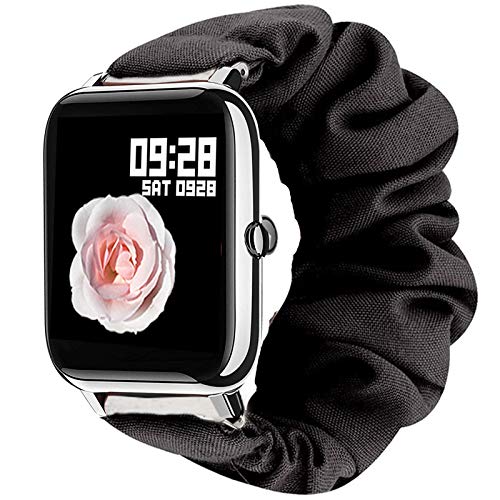 Compatible for Popglory P22 Band, Fabric Elastic Scrunchie Elastic Women Cute Replacement Straps Compatible for Popglory P22 / Donerton Smartwatch / iTouch Air 3 / IOWODO R3Pro Smartwatch