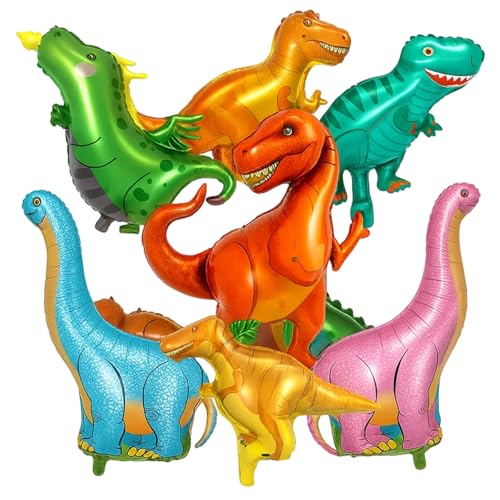 Dinosaur Balloons Dinosaur Birthday Decorations 7 Pcs Large Dinosaur Foil Balloons Cute Giant Animal Party Balloons for Dinosaur Theme Birthday Party Supplies and Decor Supplies