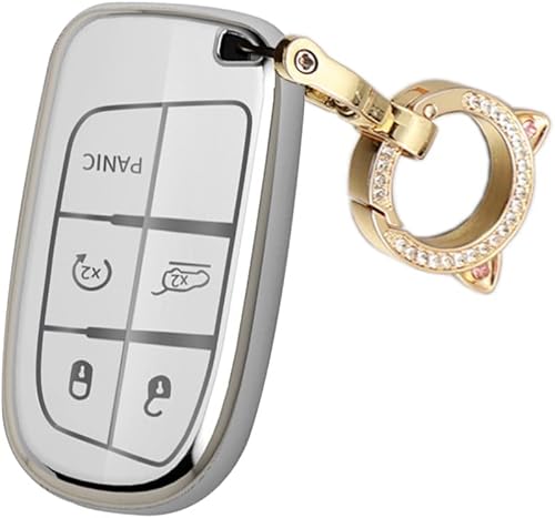 Miniatura 7 de ontto Funda para llavero para Jeep de 5 botones, funda inteligente para llave de automóvil Grand Cherokee Renegade, soporte de llave de TPU para