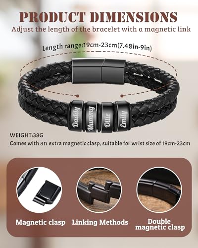 Pulsera personalizable de cuero trenzado para hombre miniatura 3