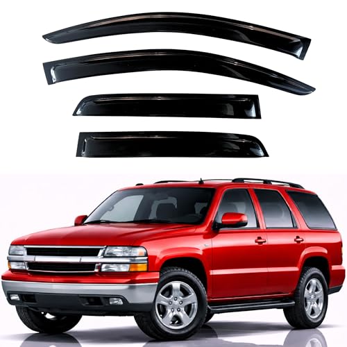 Image of KPY Rain Guards Fit for 2000-2006 Chevrolet /Chevy Tahoe, Out-Channel Window Visors Vent Wind Deflectors 4PC, Car Accessories for 2000-2006 GMC Yukon /Yunkon Denali, 2002-2006 Cadillac Escalade