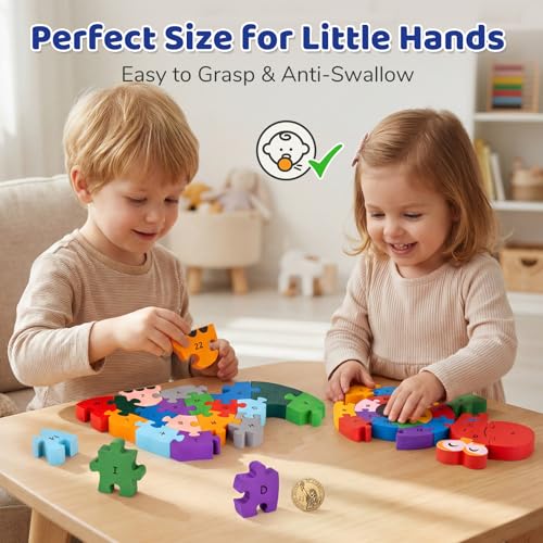 Image of LovesTown Wooden Puzzles, Snail & Dinosaur, Double-Sideld