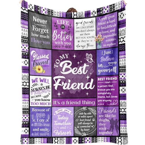 Best Friend Blanket Best Friend Birthday Gifts & Friendship Gift Bestie Birthday Gifts for Women 60x50 Ultra Soft Friend Blanket Heartwarming for Bestie BFF Soul Sister(150x130CM)