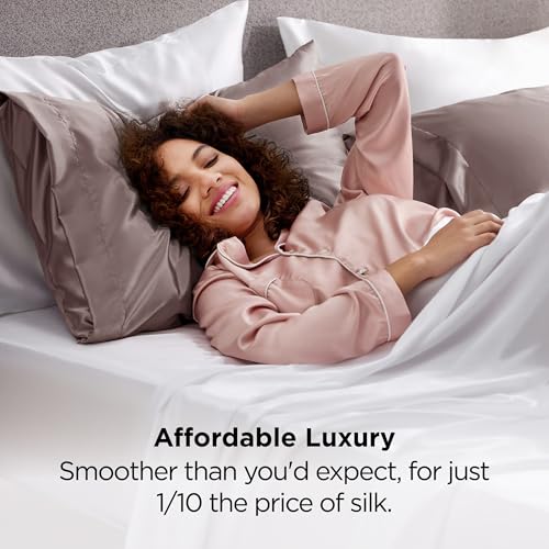 Image of Bedsure King Size Satin Pillowcase Set of 2 - Dusty Rose Silky Pillow Cases for Hair and Skin with Envelope Closure, Similar to Silk Pillow Cases, Gifts for Women Men, 20x36 Inches, 2pcs