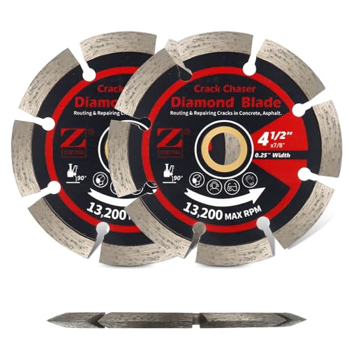 ZORUNNA 2Pcs Diamond Crack Chaser Blade for Concrete 4.5" for 7/8" Arbor