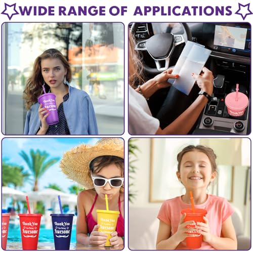 80-Pcs-Thank-You-Gifts-16-oz-Colorful-Tumbler-with-Straw-and-Lid-Plastic-Reusable-Cups-Thank-You-Mug-Tumbler-Water-Bottle-Cold-Drink-Travel-Mug-for-Kids-Adults-Birthday-Party-10-Colors