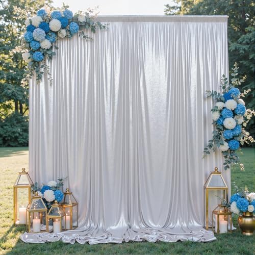 10x10FT Silver Sequin Backdrop Curtain for Party - 2 Panels 5x10FT Wrinkle-Free Shimmer Drapes for Birthday Wedding Christmas Decorations & Photography