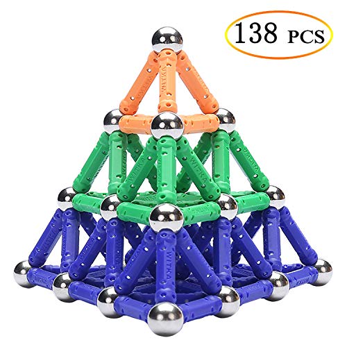 WITKA 138 Pieces Magnetic Building Sticks Blocks Toy Brain Training STEM Toys Intelligence