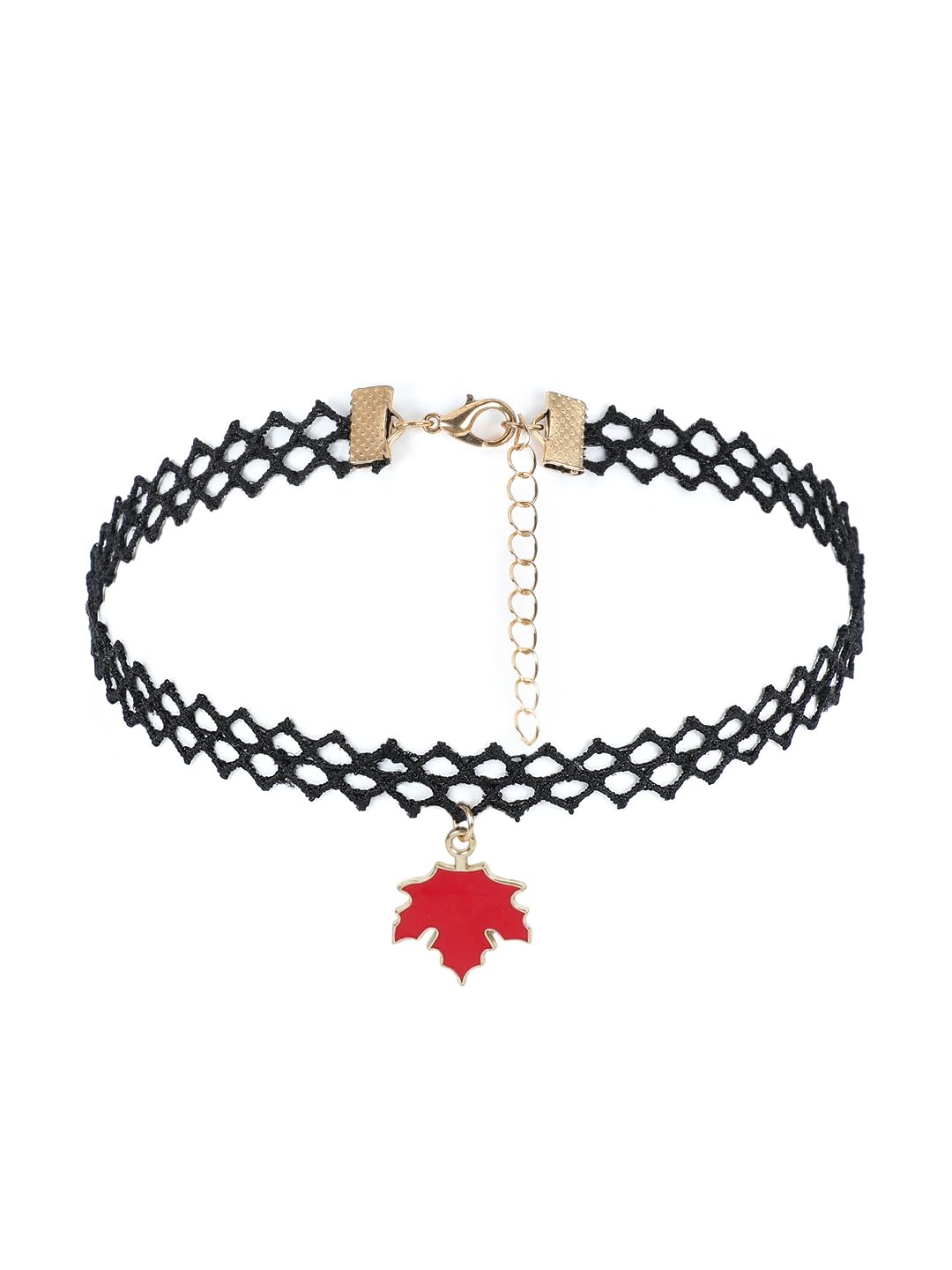 El Regalo 1PC Black Lace Tattoo Choker Necklace with Cute Charms for Kids, Girls, Teens, Women - Vintage Bohemian Style Adjustable Choker (Red Maple Leaf Choker) (B0D7T9HB9J) Amazon Price History, Amazon Price Tracker