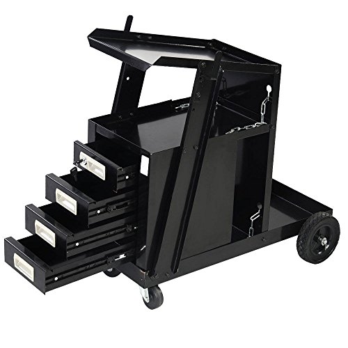 TimmyHouse Welding Cart Plarma Cutter Tank Welder Storage 4 Drawer Shelves Cabinet Utility