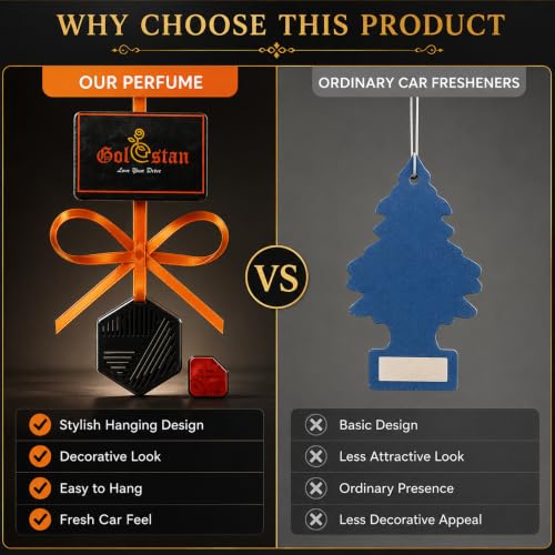 Image of YOURKARTS.COM Sanatan Hanging Perfume for Car | Premium Car Air Freshener Hanging with Decorative Orange Ribbon | Stylish Rear View Mirror Perfume for Car Interior, Dashboard Decor & Fresh Drive