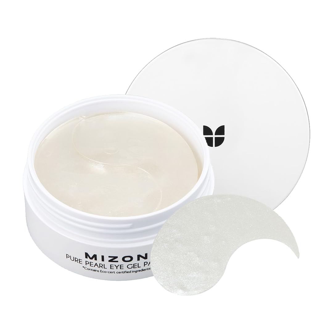 MIZON Pure Pearl Eye Gel Patch with Pearl, Diamond Powder, and Niacinamide for Radiance, Firming, and Nourishment – 60pcs – Improves Dark Circles and Luminosity