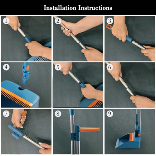 Xixiwow Starry Sky Blue Broom And Dustpan Set,New Upgrade Lengthening Handle To 50 Inches thumb #6