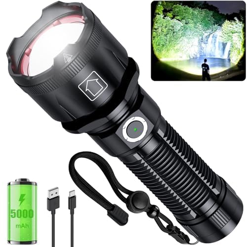 Image of Grentay Flashlights High Lumens, 1800,000 Lumens Super Bright Rechargeable Flashlight with 5 Light Modes, Zoomable, IP67 Waterproof, Led Flashlight for Home Emergencies Camping