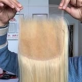 Topnormantic 613 Blonde 5x5 Lace Closure, 12A Grade Human Hair 613 Closure Pre Plucked With Baby Hair Blonde Color Brazilian Virgin Straight Hair Invisible Lace Frontal Closure Free Part 14 Inch