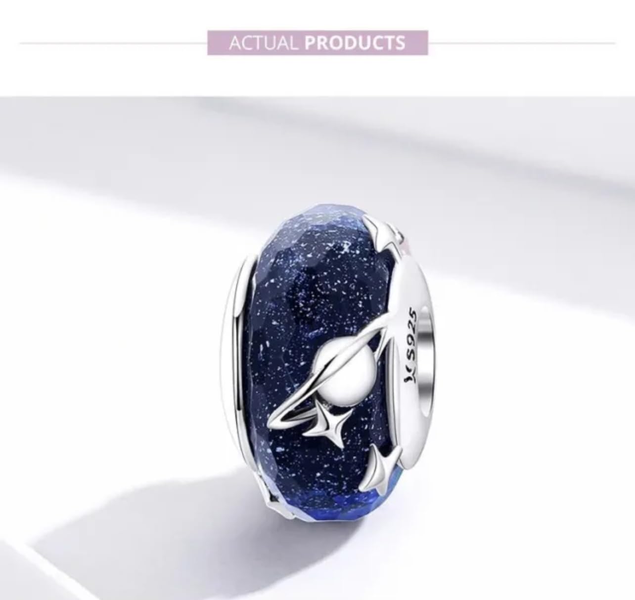 FLXHHX Abalorio de Cristal de con diseño de Estrella fugaz, Cielo Nocturno, Plata de Ley 925 auténtica, Compatible con Pulsera