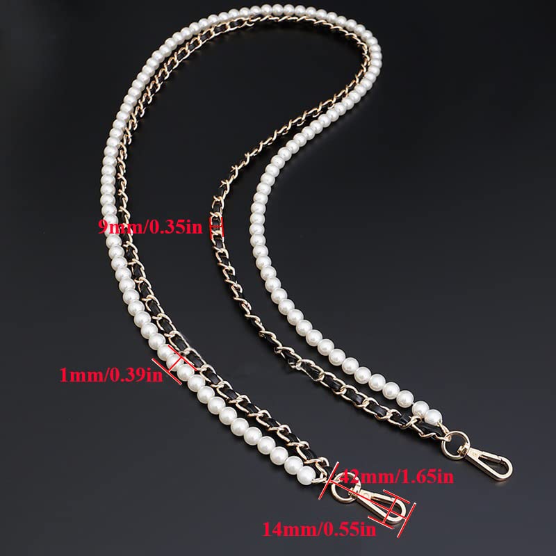 Łańcuszek do torebki，Pasek do torebki, 40-120cm perłowy łańcuszek pasek moda damska pasek do torby na łańcuszek do torby Crossbody pasek perłowy metalowy łańcuszek do torebek mini pasek do torebek(120