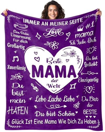 ARRITS Personalisierte Kuscheldecke für Mama von Tochter & Sohn, Super...