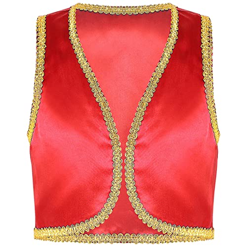 Boys Golden Suit Vest Arabian Prince Pretend Dress Up Waistcoat for Fancy Party Halloween