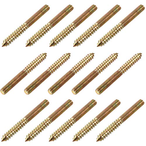 Image of uxcell M8 Hanger Bolts Length 3 inch(75mm) Double Headed Bolts Self-Tapping Screw 8mm Wood Joint Furniture Legs 15pcs