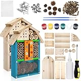 2 Set Bug Hotel Kit DIY Insect Hotel Lady Bug House for Garden DIY Cedar Wood Craft for Butterfly, Ladybird, Beneficial Insect Habitat Mason Bee House, 13.6 x 10.8 x 2.8 Inch(B)
